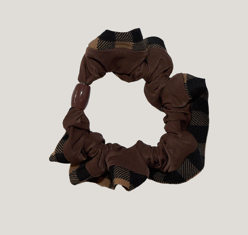 Brown Plaid Scrunchies