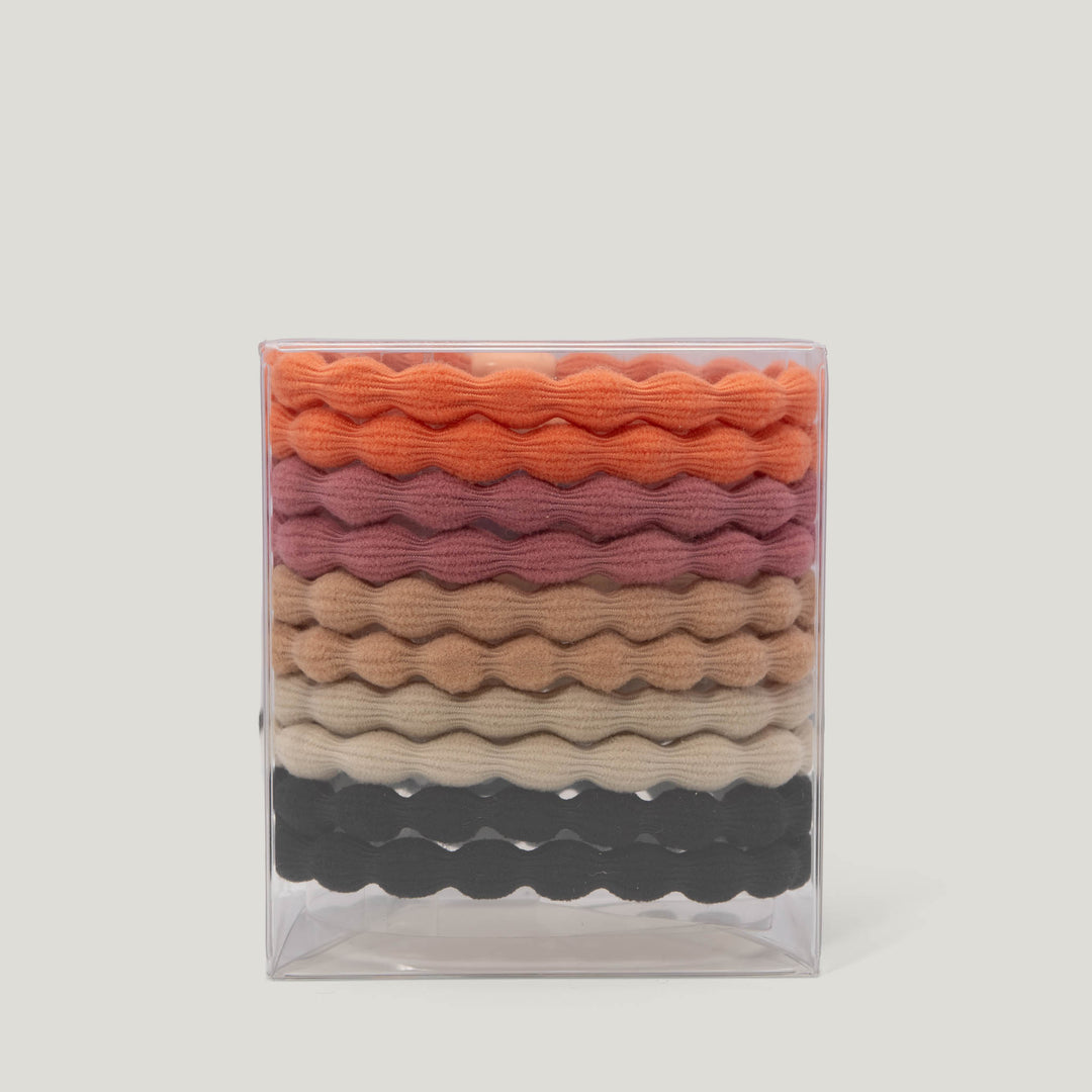 Wavy Textured Hair Ties 10-Pack No-Slip Elastic Bands