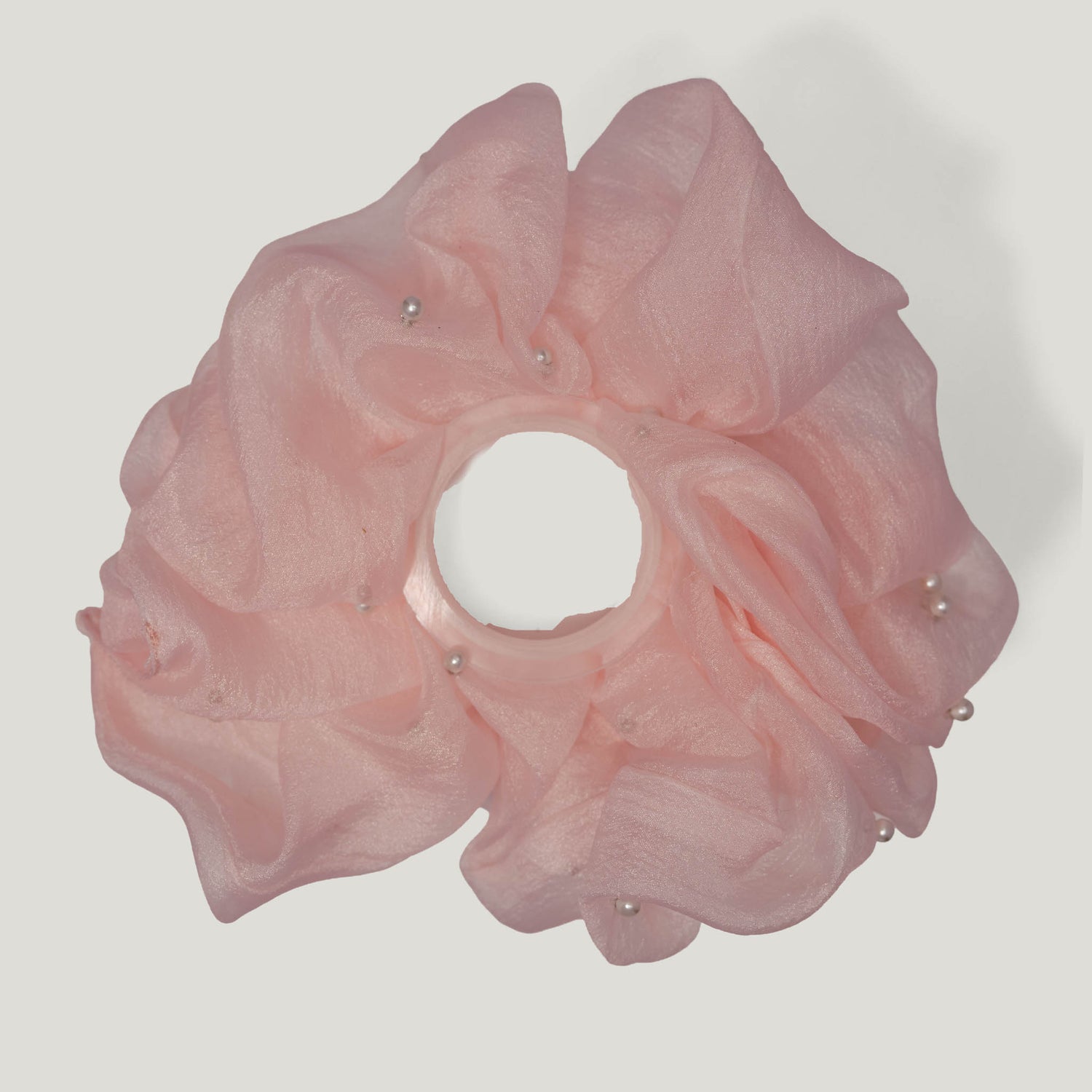 Pink Organza Pearl Scrunchies - Pack of 2