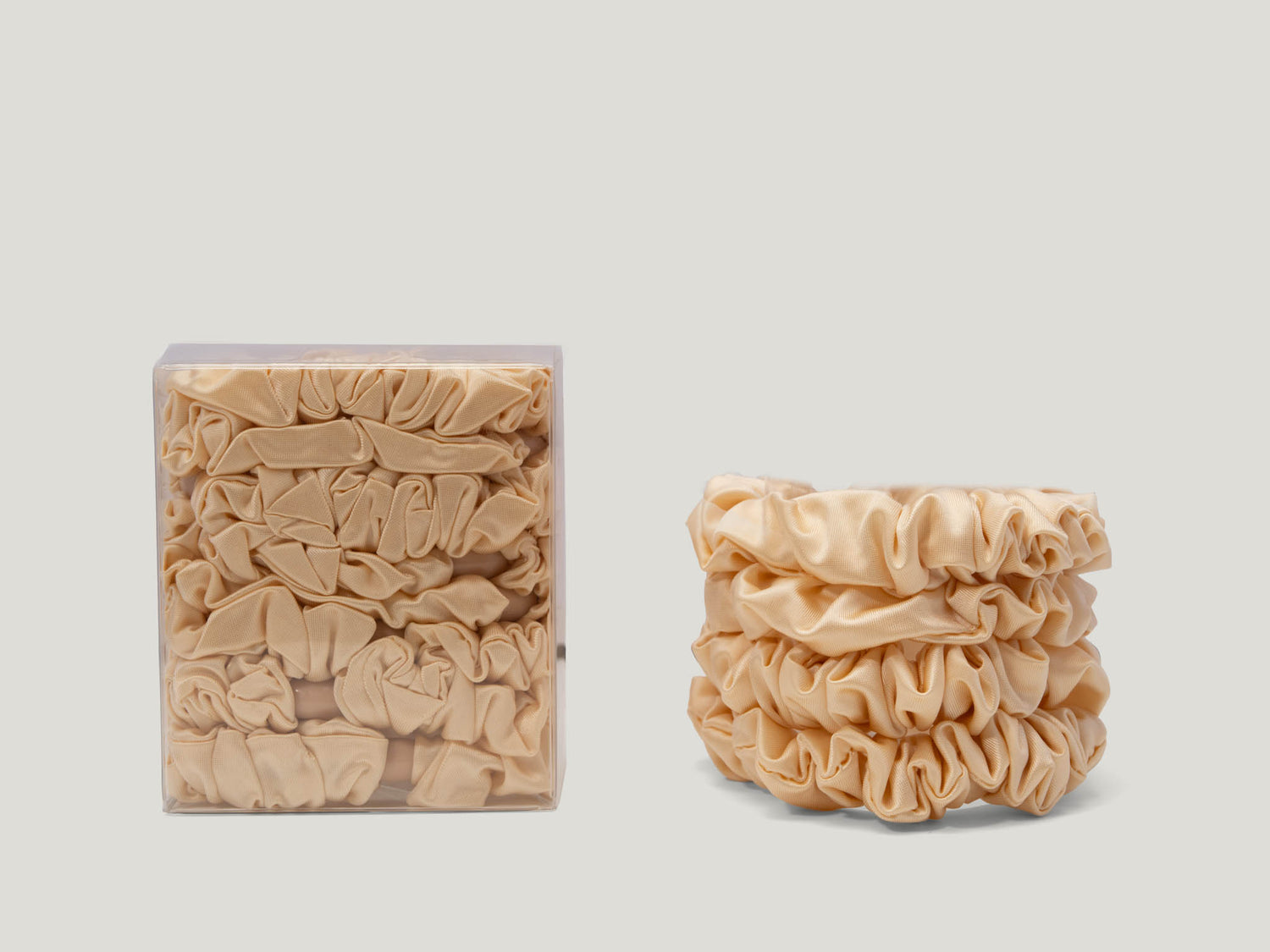 Silk Champagne Skinny Scrunchies - Pack of 8