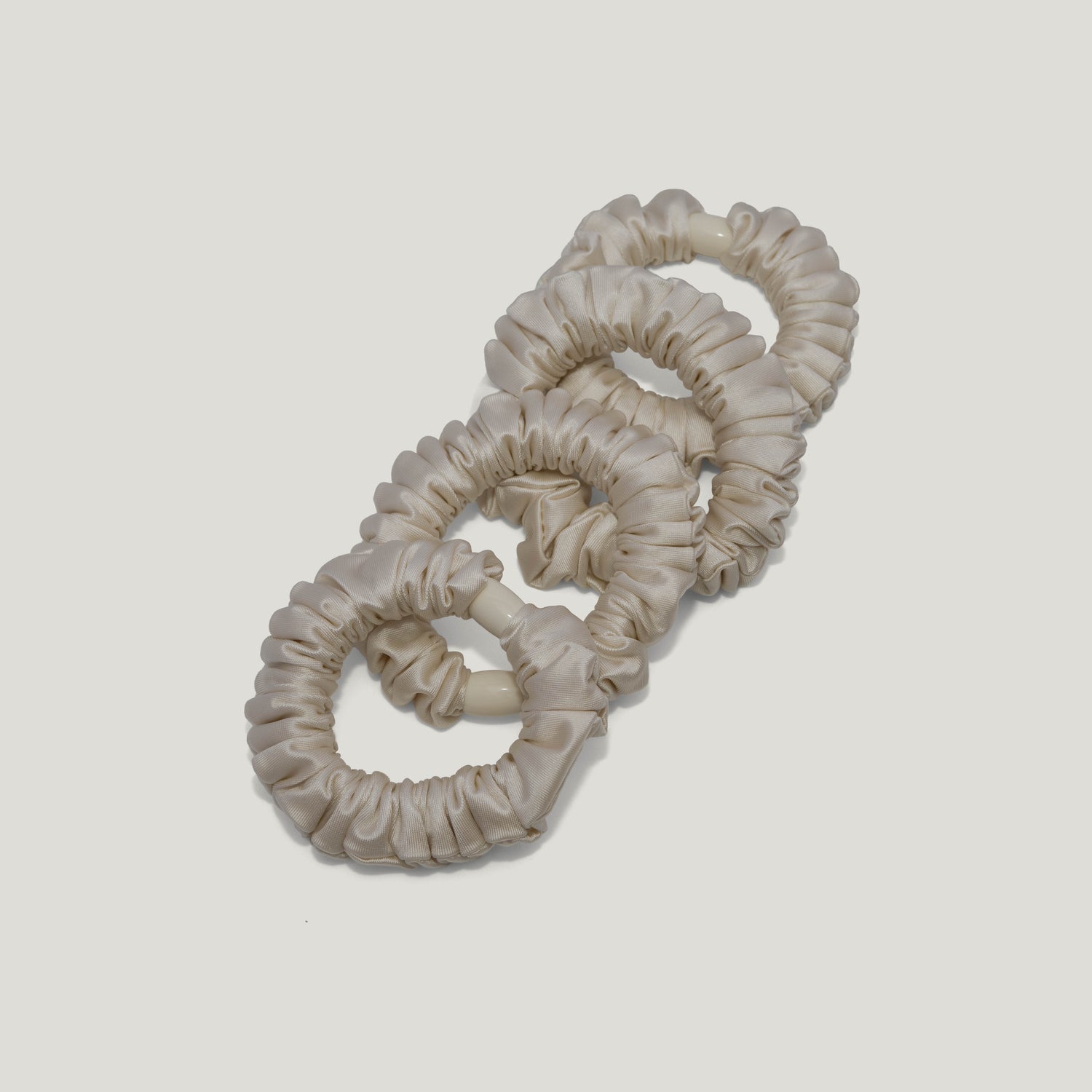 Cream Satin Scrunchies - Pack of 8