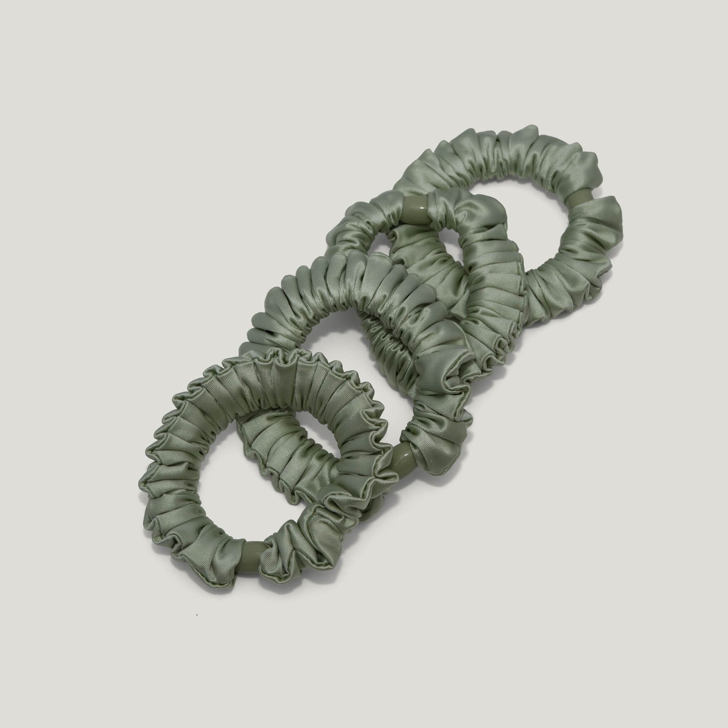 Sage Green Satin Scrunchies - Pack of 8