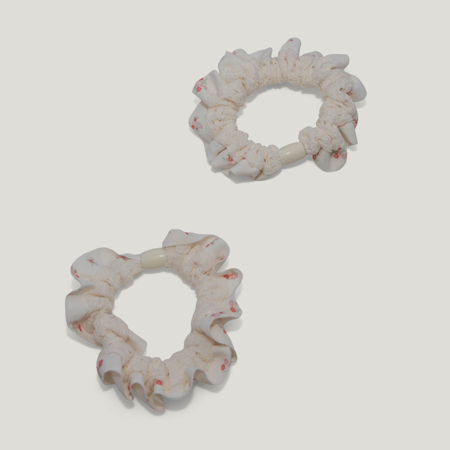 Cream Crochet Floral Scrunchies - Pack of 6