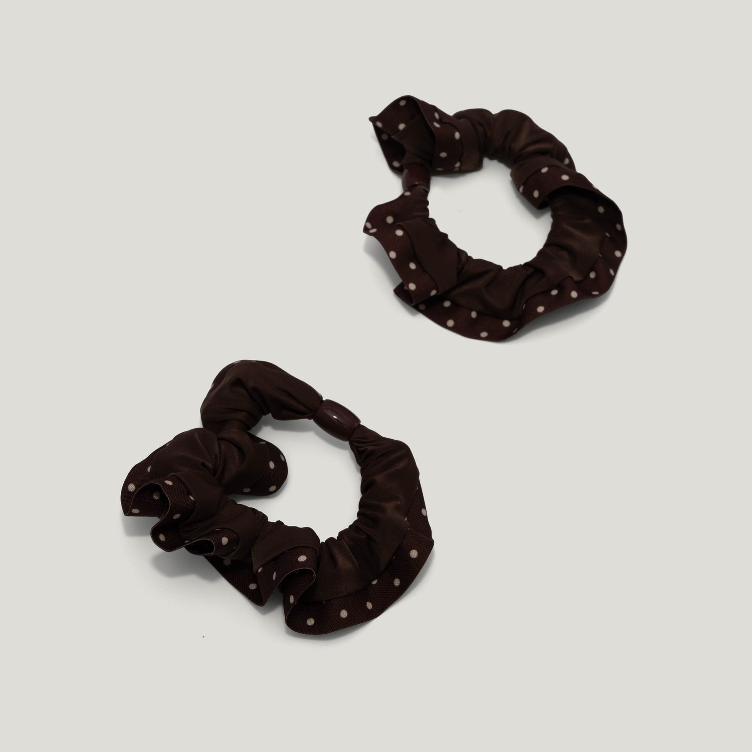 Brown Polka Dot Scrunchies - Pack of 6