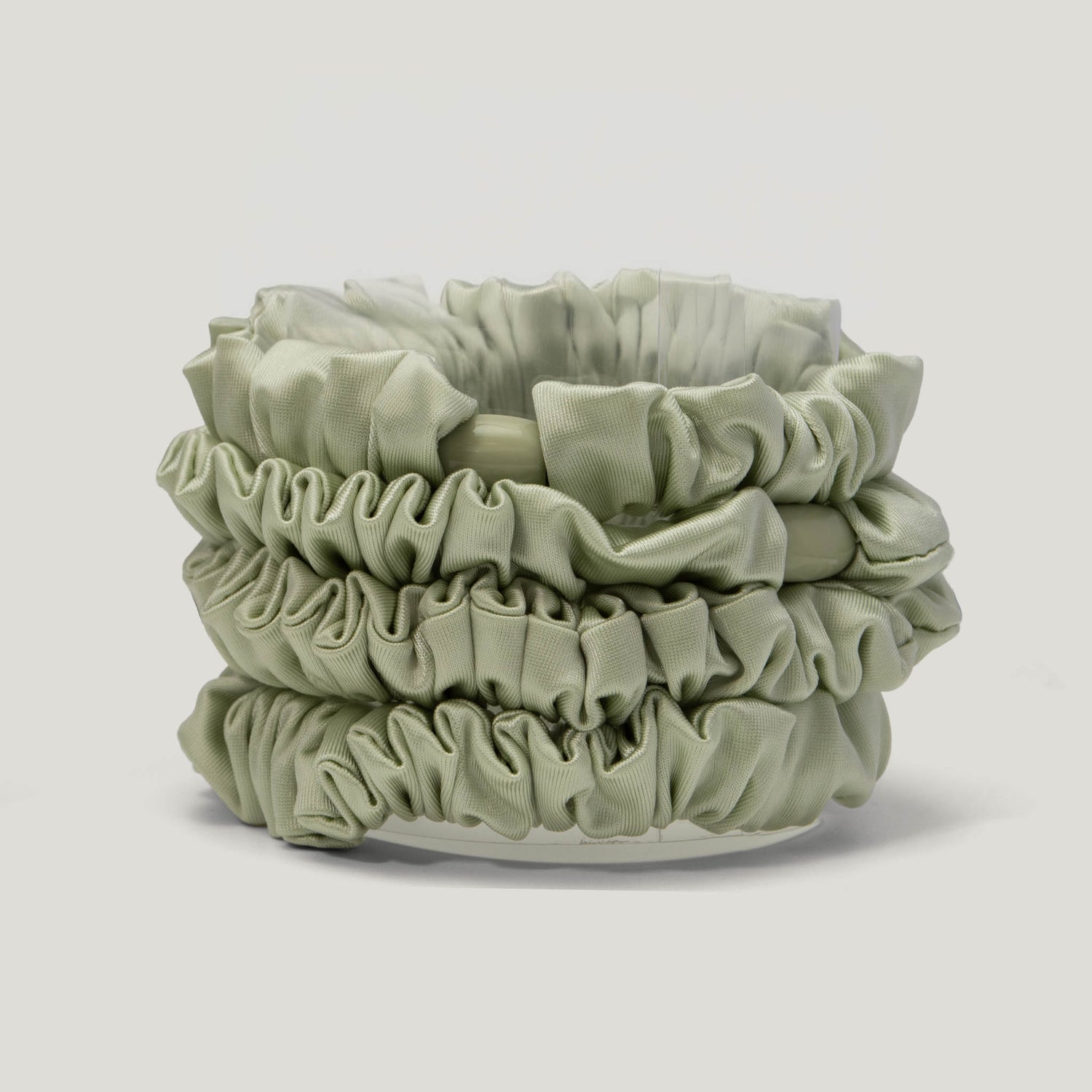 Silk Skinny Sage Green Scrunchies - Pack of 8